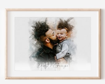 Fathers day gifts, Custom Portrait, Family Portrait, Portrait From Photo, Personalised Painting, First Father’s Day Gift, Gift for Dad