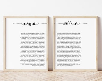 Wedding vows art print poster, Personalized vows Poster, 1st anniversary gift, His and Hers Wedding Vows Wall Art Print, Anniversary Gift