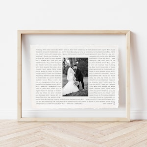 Wedding Song Lyrics with Photo, First Dance Song with photo, Paper Anniversary Gift, Wedding Anniversary Gift, 1st Anniversary Gift