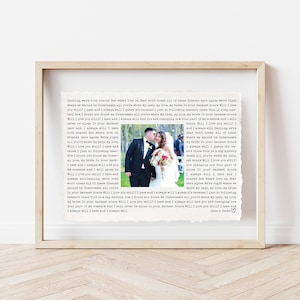 Wedding Song Lyrics with Photo, First Dance Song with photo, Paper Anniversary Gift, Wedding Anniversary Gift, 1st Anniversary Gift