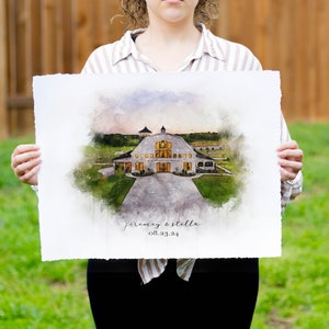 Alternative au livre d&#39;or de mariage, aquarelle personnalisée, portrait de lieu de mariage, portrait d&#39;église de mariage, livre d&#39;or de peinture de lieu