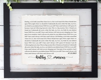 Wedding Song Lyrics, 1st anniversary gift Personalized First Dance Wedding Gift Song Lyric One Year Anniversary Gift First Dance Song Lyrics