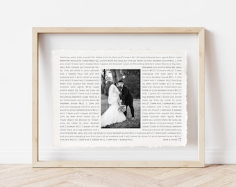 Wedding Song Lyrics with Photo, First Dance Song with photo, Paper Anniversary Gift, Wedding Anniversary Gift, 1st Anniversary Gift