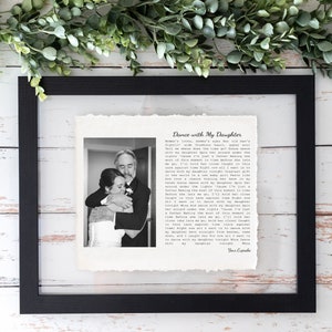 Father of the Bride Gift- Framed picture of Bride and Dad, Personalized Frame for Dad, Father-Daughter Dance, Song Lyrics, Mother-Son Dance