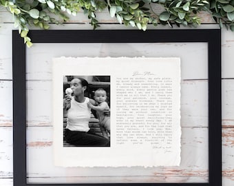 Personalized Letter to Mom with Childhood Nostalgic Photo on Hand-torn Paper for Mothers