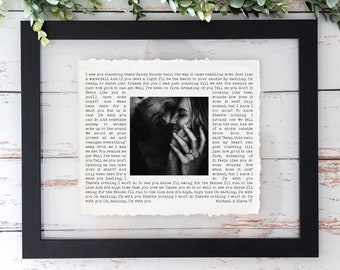 First Dance Song with photo, Wedding Gift Song Lyrics, 1st Anniversary Gift, Gift for Her, One Year Anniversary Gift, Wedding vows wall art
