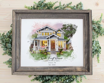 House painting from photo,Custom Home Portrait from photo, Housewarming Gift, First Home Gift, personalized home portrait 1