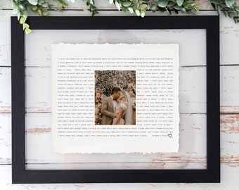 First Dance Song with photo, Wedding Gift Song Lyrics, 1st Anniversary Gift, Gift for Her, One Year Anniversary Gift, Wedding vows wall art