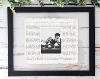 First Dance Song with photo, Wedding Gift Song Lyrics, 1st Anniversary Gift, Gift for Her, One Year Anniversary Gift, Wedding vows wall art