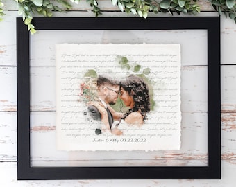 Wedding Song Lyrics with Photo | Paper Anniversary Gift | Valentines Day Gift For Her | 1st Anniversary Gift | First Dance Song Lyrics Art