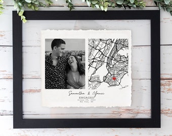 Where We Met Map, Where it all began Engagement Gift for Couple, Map Print, Custom Map Engagement Print Black and White Map Anniversary Gift