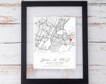 PERSONALIZED valentines gift for her/him, custom couples map gift for valentines day, first date gift, valentines gift, where it all began
