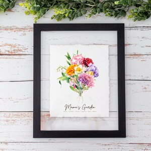 CUSTOM Family Birth Flower Bouquet, Digital Illustration for mothers day, Personalised Gift for Mum mom, Mother&#39;s Day, Family Portrait nana
