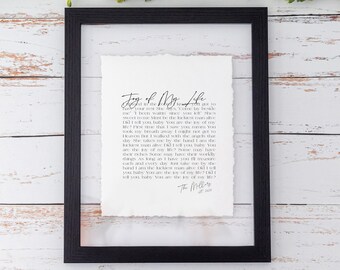 HANDTORN PAPER Custom Wedding Song Print First Dance Song Lyrics Paper Anniversary Gift,First Dance Lyrics,1st Anniversary,Paper Anniversary