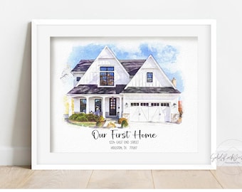 Custom House Portrait Personalized Gift, Home Gift, Housewarming Gift, Realtor Closing Gift, Watercolor House Portrait from Photo