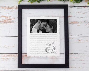 First Dance Song with photo, Wedding Gift Song Lyrics, 1st Anniversary Gift, Gift for Her, One Year Anniversary Gift, Wedding vows wall art