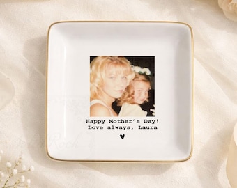 Personalized Mom Photo Jewelry Dish: Ceramic Trinket Tray Gift for Mom, Thank You Grandma, Birthday Ring Dish Gift, Mom Gift from Daughter