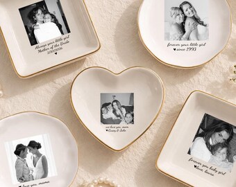 Personalized Mom Photo Jewelry Dish: Ceramic Trinket Tray Gift for Mom, Thank You Grandma, Birthday Ring Dish Gift, Mom Gift from Daughter