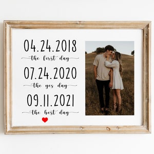 First Day Yes Day Best Day Sign, Love Story Sign Special Dates Sign Wedding Date Sign, Anniversary Gift Bridal Shower Valentine Holiday Gift