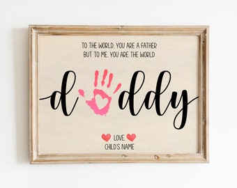 DADDY, Father's Day Gift, Fathers Day Handprint, DIY Gift from Kids,  Gifts For Dad, For Grandpa, Happy Father's Day Craft,Child’s Handprint
