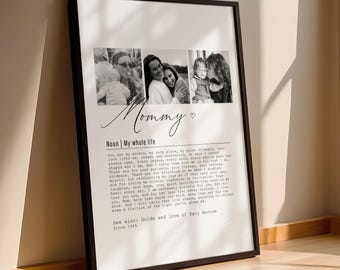 Turn Your Nostalgic Photos with Mom into a Personalized Mom Definition Print for Mothers Day, Written Letter to Mom from Kids with Photos
