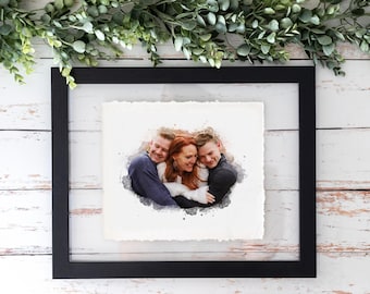 Watercolor Painted Portrait from Photo for Mother's Day Gift, Daughter or Son & Mom, Grandma, Framed Gift for Daughter in Law