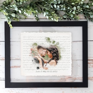 Wedding Song Lyrics with Photo | Paper Anniversary Gift | Anniversary Gift for Wife 3rd, 1st Anniversary Gift | First Dance Song Lyrics Art