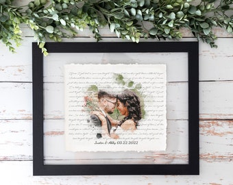 Wedding Song Lyrics with Photo | Paper Anniversary Gift | Anniversary Gift for Wife 3rd, 1st Anniversary Gift | First Dance Song Lyrics Art