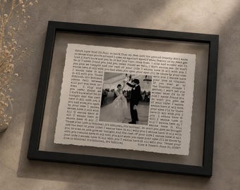 1st Anniversary Paper Gift • Wedding Song Print with Photo • Custom Gift for Husband, Wife, or Couple