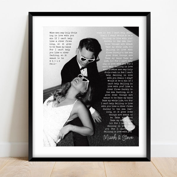 First Dance Song with photo, Wedding Gift Song Lyrics, 1st Anniversary Gift, Gift for Her, One Year Anniversary Gift, Wedding vows wall art