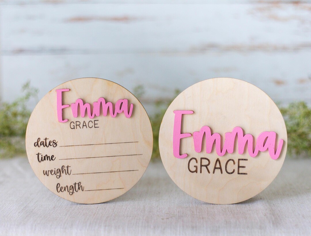 Baby Announcement Sign With Birth Stats Matching Name Plate Wood Sign ...