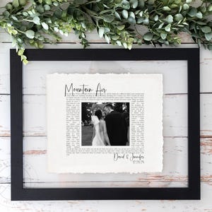 First Dance Song with photo, Wedding Gift Song Lyrics, 1st Anniversary Gift, Gift for Her, One Year Anniversary Gift, valentines day gift