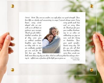 Written Just for Her on Mother's Day, Personalized Framed Letter or Lyrics to Mom or First-time Mom with Photo