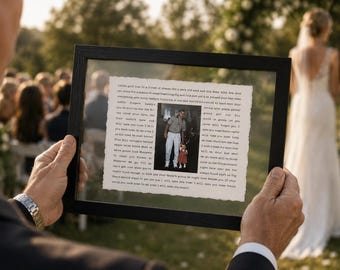 Father of the Bride Gift- Framed picture of Bride and Dad, Personalized Frame for Dad, Father-Daughter Dance, Song Lyrics, Mother-Son Dance