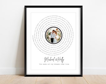 Personalized Vinyl Record Song With Lyrics, Wedding Anniversary Gift, Custom Song Lyric Print, Printable Lyric Wall Art,Wedding Song Print
