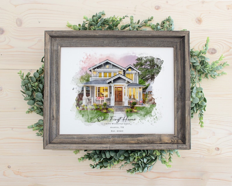 House painting from photo,Custom Home Portrait from photo, Housewarming Gift, First Home Gift, personalized home portrait 1 image 1