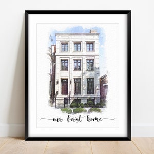 Custom House Portrait Personalized Gift, Home Gift, Housewarming Gift, Realtor Closing Gift, Watercolor House Portrait from Photo