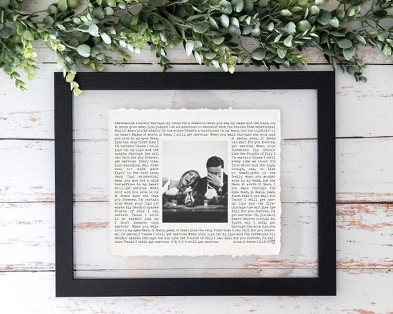 First Dance Song with photo, Wedding Gift Song Lyrics, 1st Anniversary Gift, Gift for Her, One Year Anniversary Gift, Wedding vows wall art