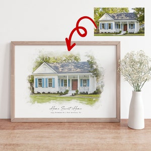 House painting from photo,Custom Home Portrait from photo, Housewarming Gift, First Home Gift, personalized home portrait 1 image 2
