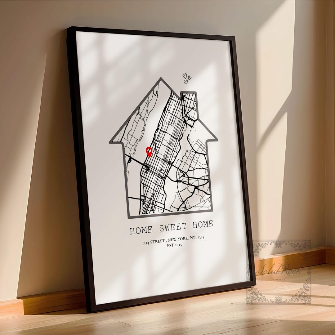 Personalized Home Map Print, Custom Location Art - Etsy