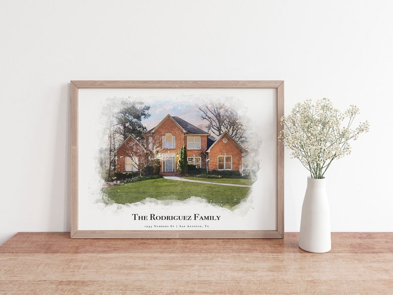 House painting from photo,Custom Home Portrait from photo, Housewarming Gift, First Home Gift, personalized home portrait 1 image 4