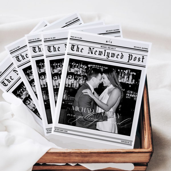 Wedding Newspaper Canva Edit, Folded Large News Paper Program Template, Infographic Photo Invitation DIY Printable Instant Digital Download