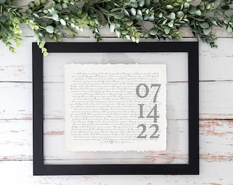 Custom Wedding Song Print First Dance Song Lyrics  Paper Anniversary Gift, First Dance Lyrics,1st Anniversary,Paper Anniversary,Wedding Gift