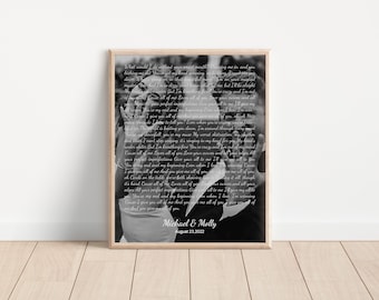 1st Anniversary Gift for Husband, Personalized Gift Wedding Song Lyrics Art, First Dance Song Anniversary Gift for Him, Paper Anniversary