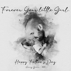 Fathers Day Gift From Daughter, Father's Day Gift from grandkids,  First Father’s Day Gift, Father Son Painting Portrait from Photo