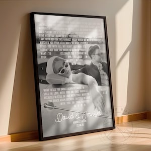 First Dance Song with photo, Wedding Gift Song Lyrics, 1st Anniversary Gift, Gift for Her, One Year Anniversary Gift, Wedding vows wall art