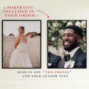 Wedding Vows with Photo, Our Vows Custom Framed, Our Vows Framed Wedding Print on Canvas, Anniversary Gift, His and hers vows wall art print