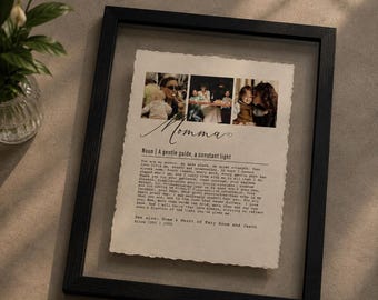Turn Your Nostalgic Photos with Mom into a Personalized Mom Definition Print for Mothers Day, Written Letter to Mom from Kids with Photos