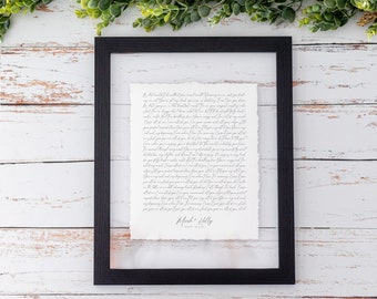 Custom Song Lyric Print, First Dance Song Lyrics Paper Anniversary Gift, First Anniversary Day Gift Song Lyrics Wall Art Christmas Gift