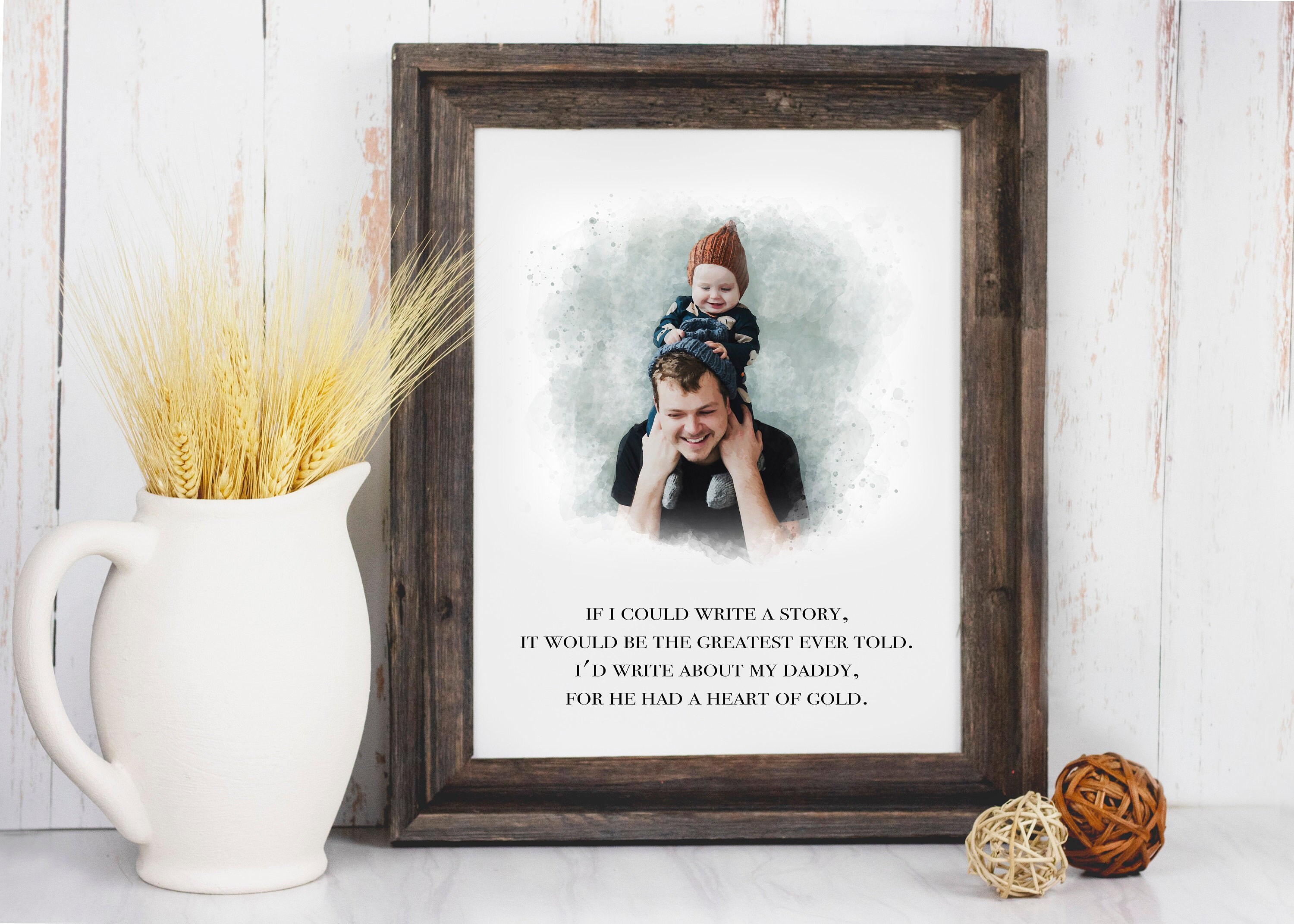 Personalized Wall Art Dad and Daughter with frame Dad gift Etsy
